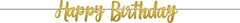 Happy Birthday Glitter Garland Banner, Gold, 12-foot