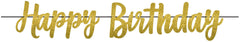 Happy Birthday Glitter Garland Banner, Gold, 12-foot