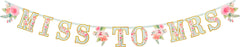Miss to Mrs She Said Yes Banner, Mint/Gold, 11-foot, 2-pk