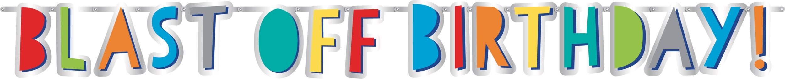Blast Off Birthday Garland Banner, Multi-Colored, 5-ft, 2-pk