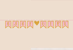 Baby Girl Clothespin Garland Banner, Pink/Gold, 9-inch