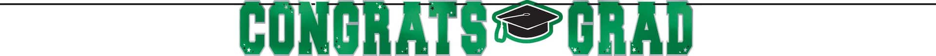Green Congrats Grad Hanging Garland Banner Decoration, Green, 12-ft, for Graduation