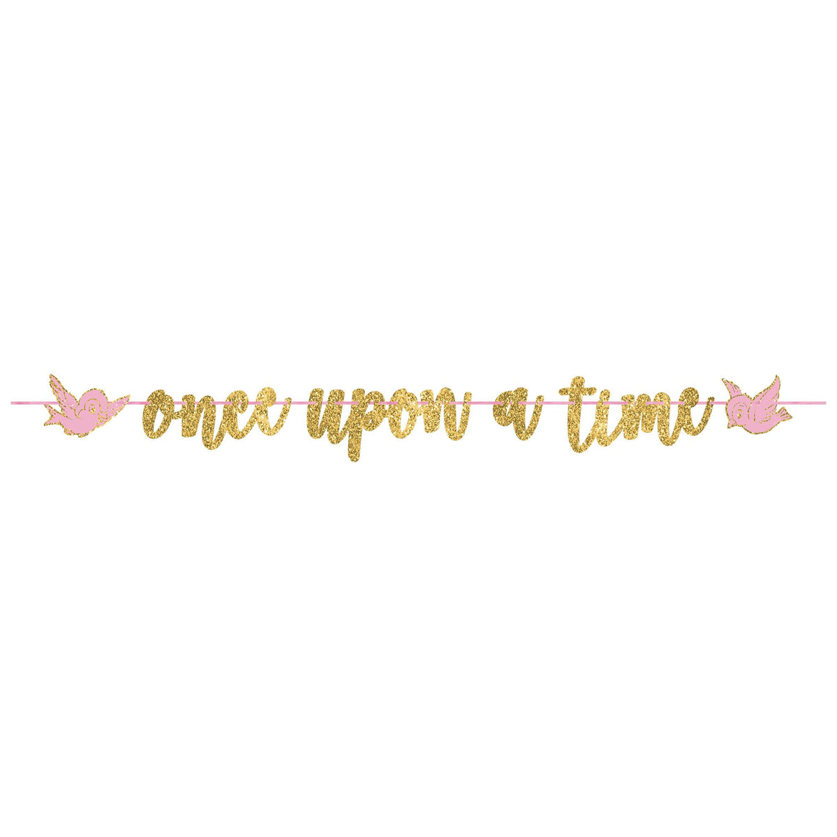 Disney Once Upon A Time Glitter Garland Banner, Gold/Pink, 12-foot
