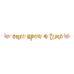 Disney Once Upon A Time Glitter Garland Banner, Gold/Pink, 12-foot