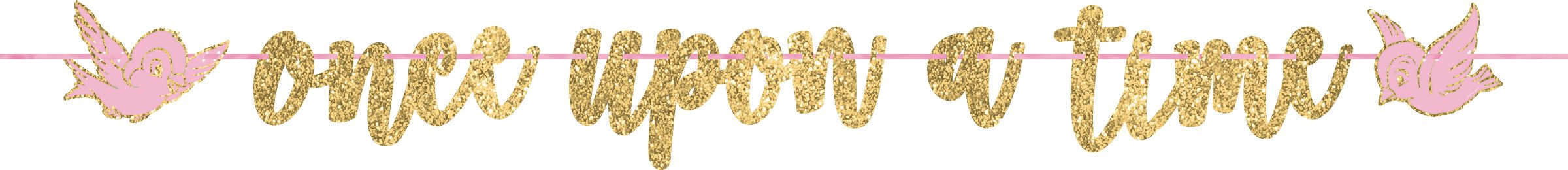 Disney Once Upon A Time Glitter Garland Banner, Gold/Pink, 12-foot