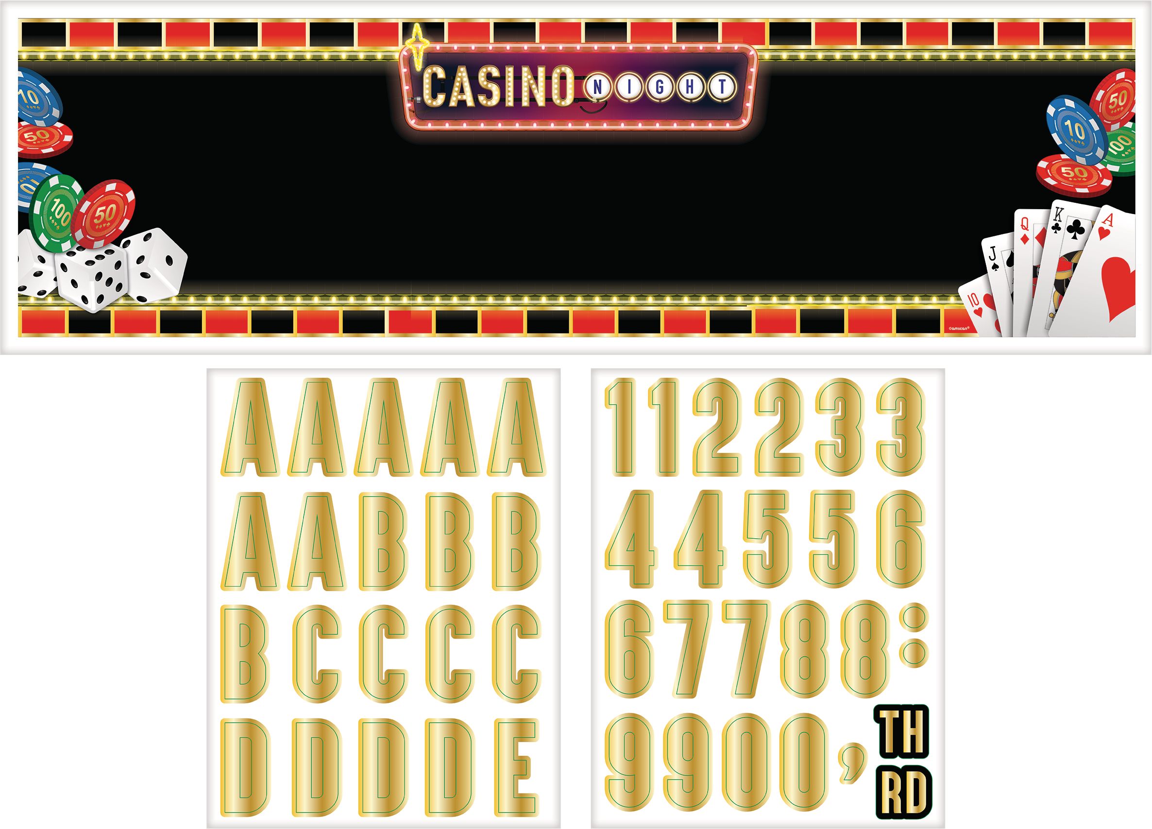 Roll the Dice Casino Banner, Black/Gold, 65-inch Customizable Garland