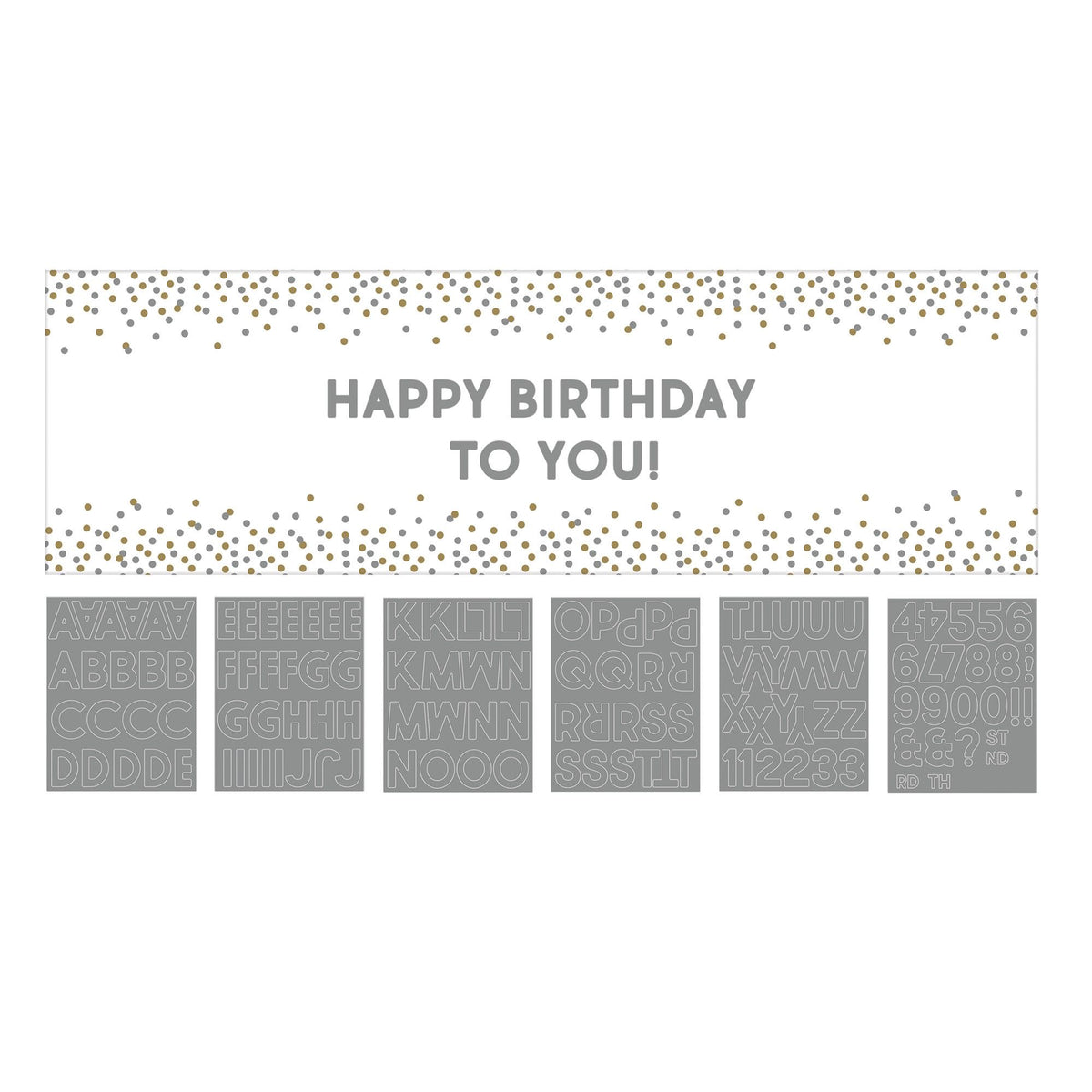 Happy Birthday To You DIY Customizable Hanging Garland Banner, Gold/Silver, 5.25-ft