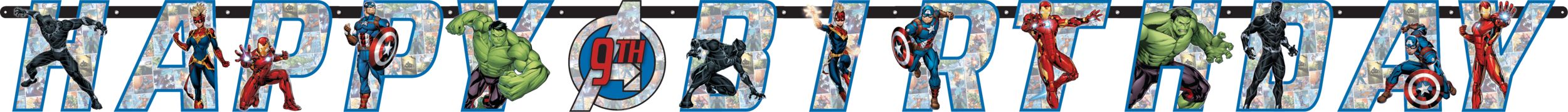 Marvel Avengers Customizable Banner Kit, Multi-Colored, 5.75-ft, 2-pk