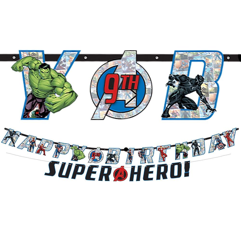 Marvel Avengers Customizable Banner Kit, Multi-Colored, 5.75-ft, 2-pk