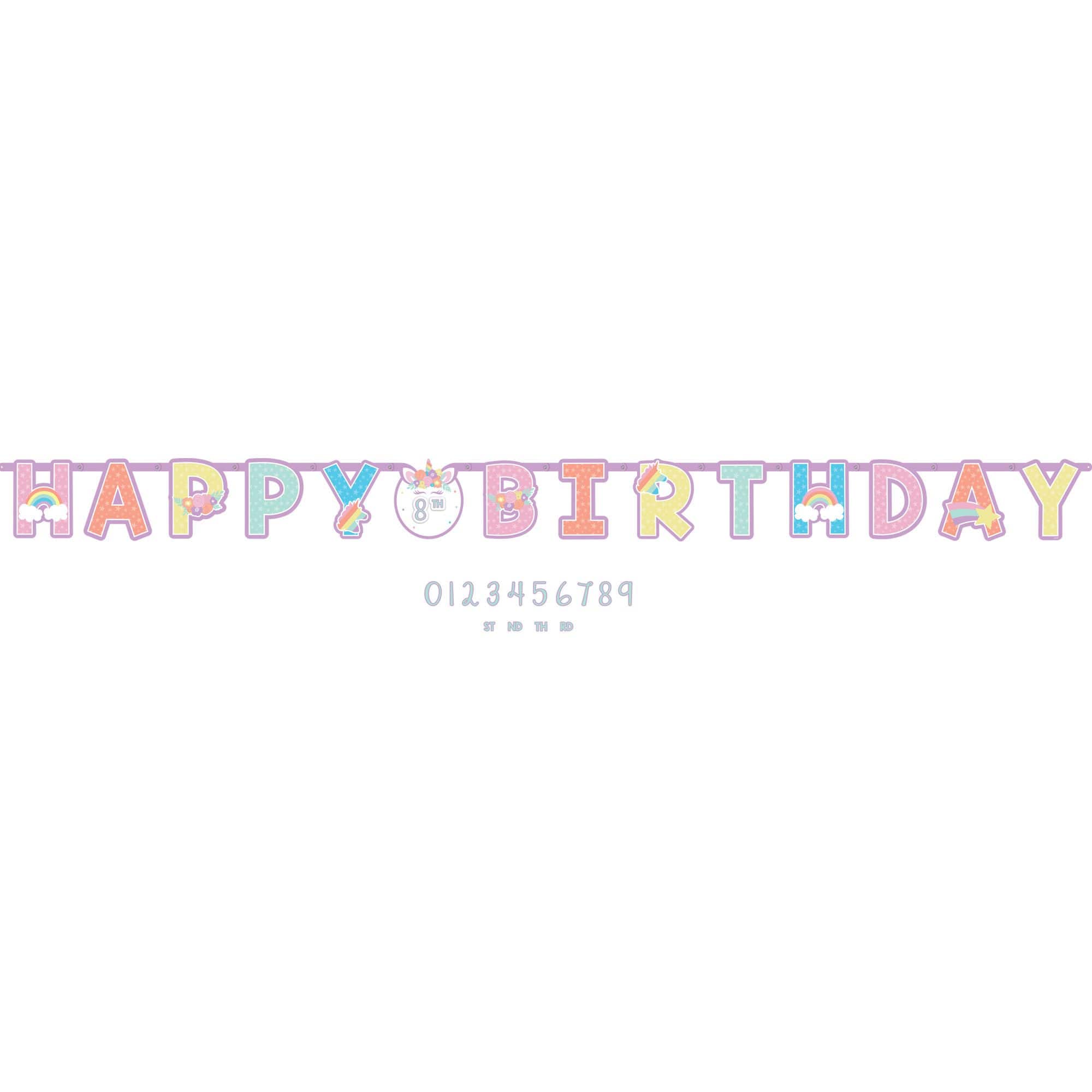 Unicorn Happy Birthday Garland Banner, Multicolor, 126-inch