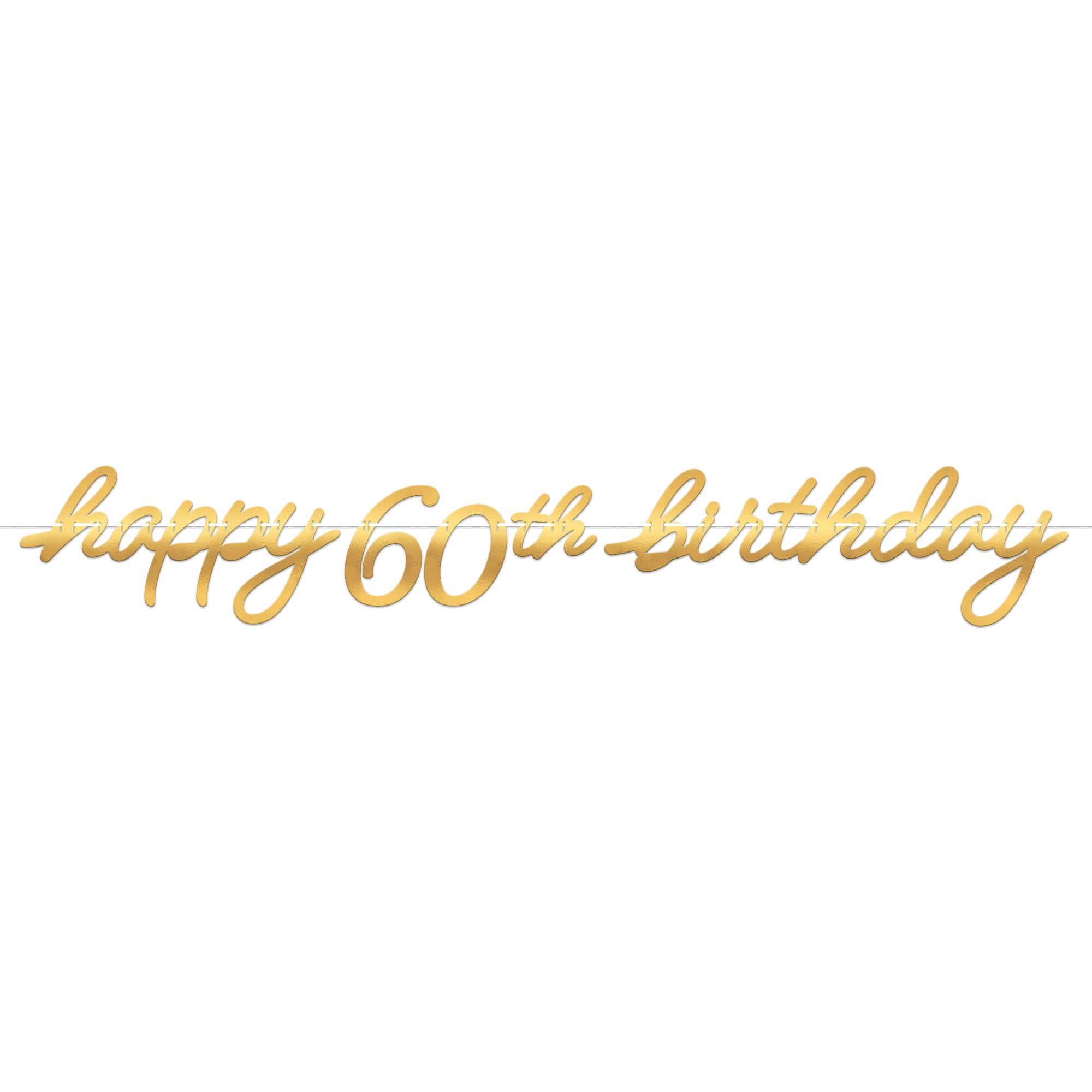 Golden Age Happy 60th Birthday Banner, Gold, 12-foot