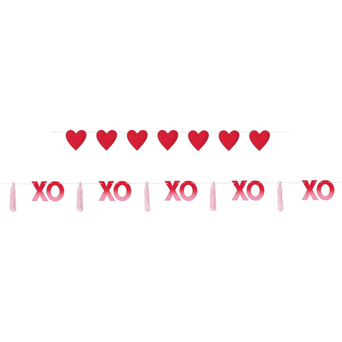 XOXO Banner, Red/Pink, Hearts, 10-inch, 2-pk