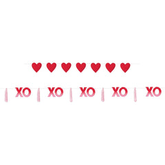 XOXO Banner, Red/Pink, Hearts, 10-inch, 2-pk