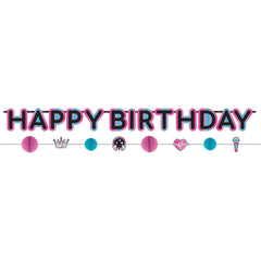 Internet Famous Happy Birthday Banner, Blue/Pink/Black, 10.5-ft, 2-pk