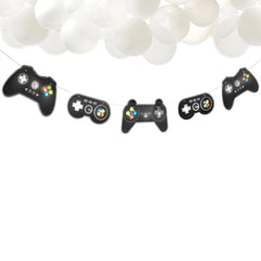 Level Up Game Controller Garland Banner, Black, 12.9-inch