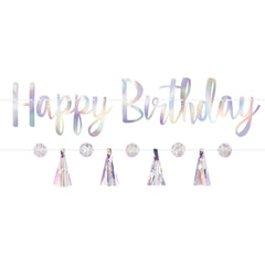 Luminous Iridescent Happy Birthday Banner Kit for Kids