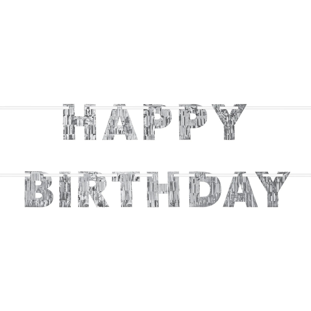 Silver Fringe Happy Birthday Banner 8ft