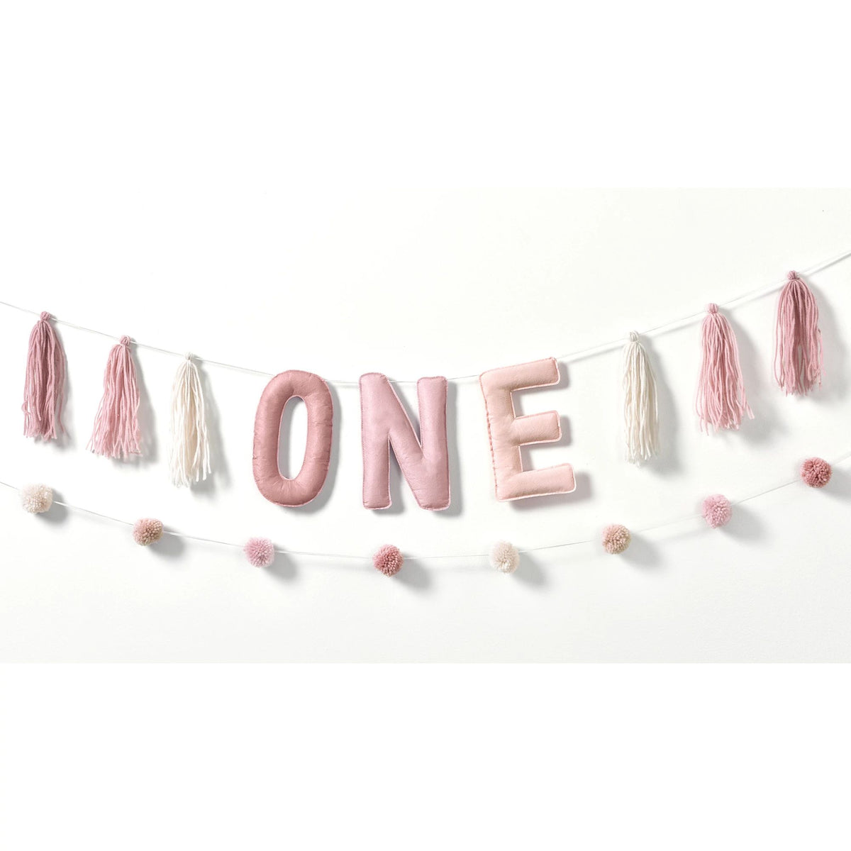 Pink Felt ONE Banner for Baby's First Birthday