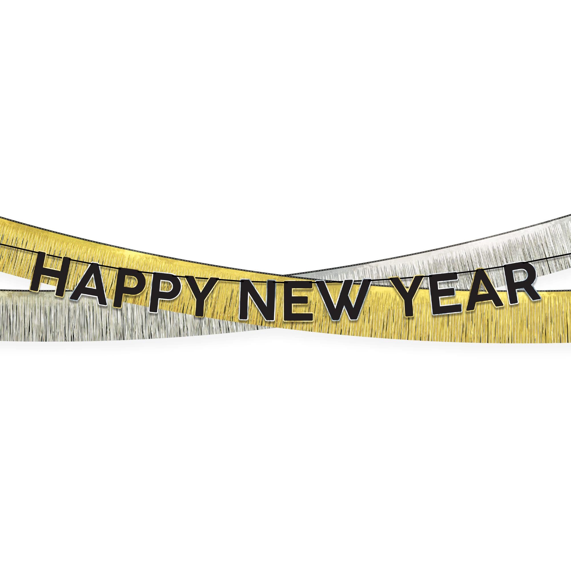 Happy New Year Tinsel Garland Banner Kit, 3-pc