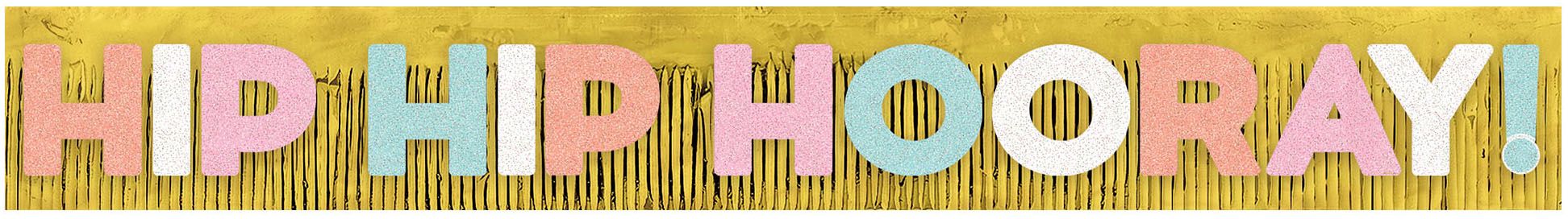 Hip Hip Hooray Fringe Banner, Gold, 10-foot