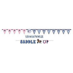 Saddle Up Happy Birthday Banner Kit, Pink/Blue, 126-inch, 2-pk