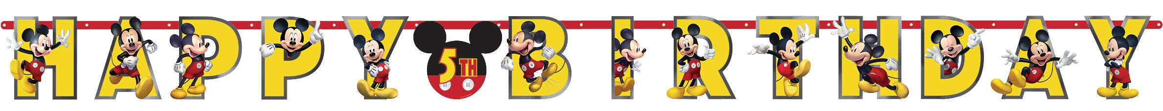 Disney Mickey Mouse Birthday Banner Kit, Yellow/Red, 10-foot, 2-pk