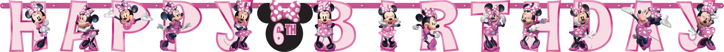 Disney Minnie Mouse Happy Birthday Banner, Pink/Black, 10-ft, 2-pk