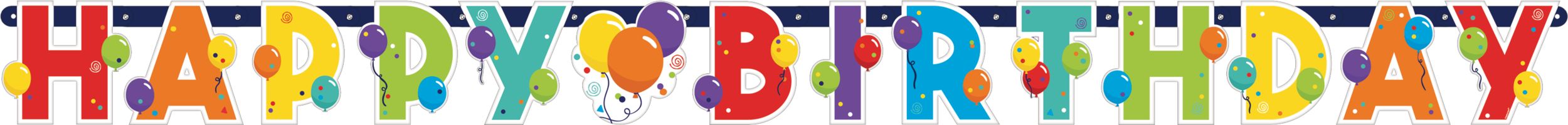 Birthday Balloon Happy Birthday Garland Banner, 1-foot, 4-pk