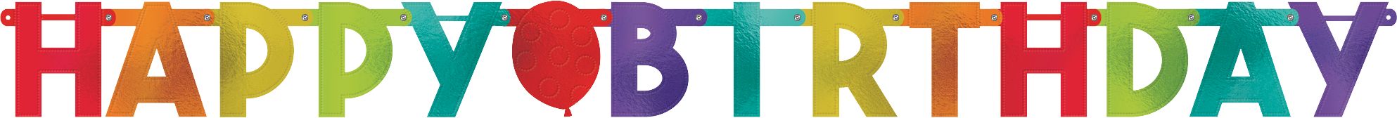 Birthday Balloon Happy Birthday Garland Banner, 1-foot, 4-pk