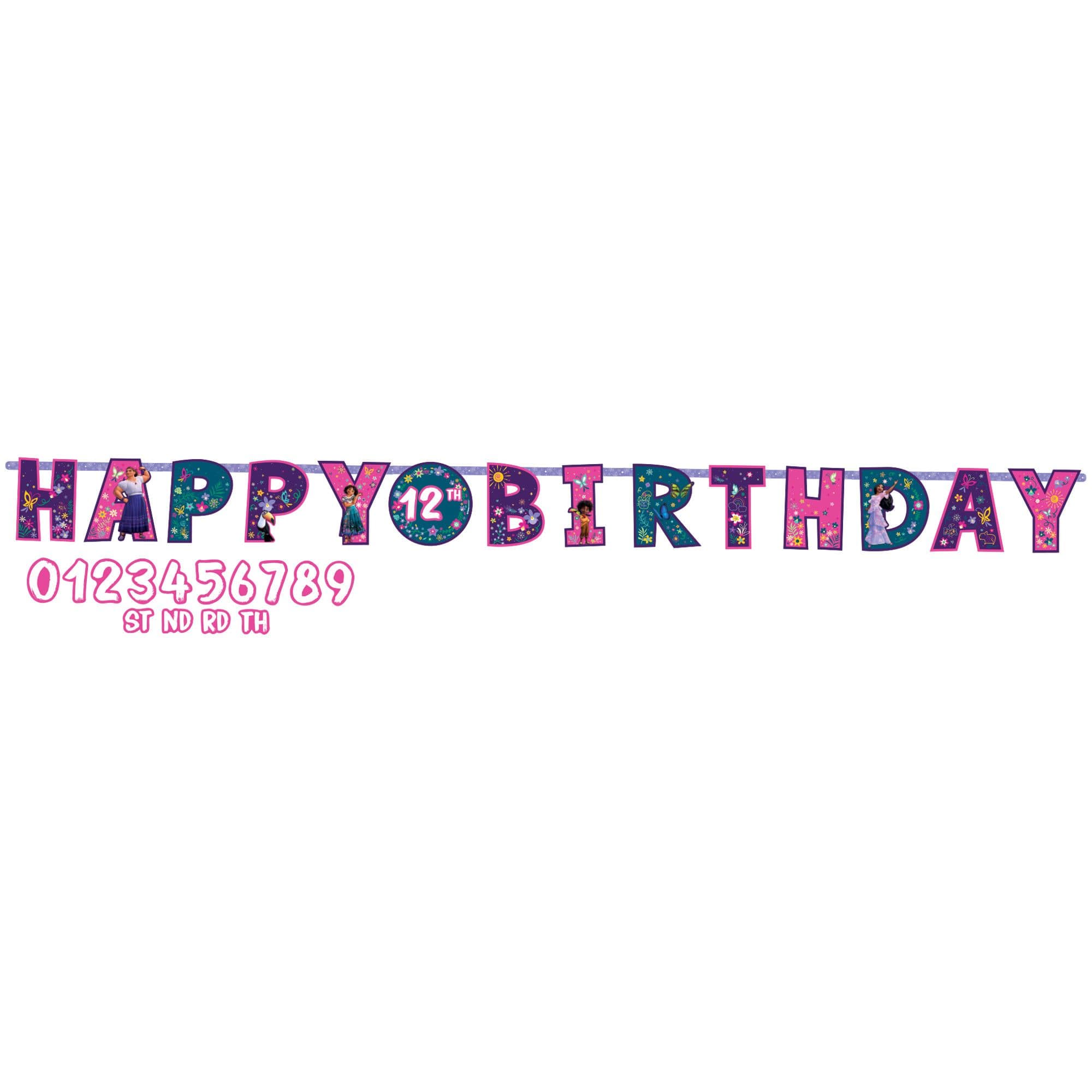 Disney Encanto Customizable Birthday Banner, Purple/Pink, 10.5-foot