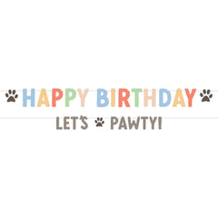 Colorful Happy Birthday Pawty Letter Banner