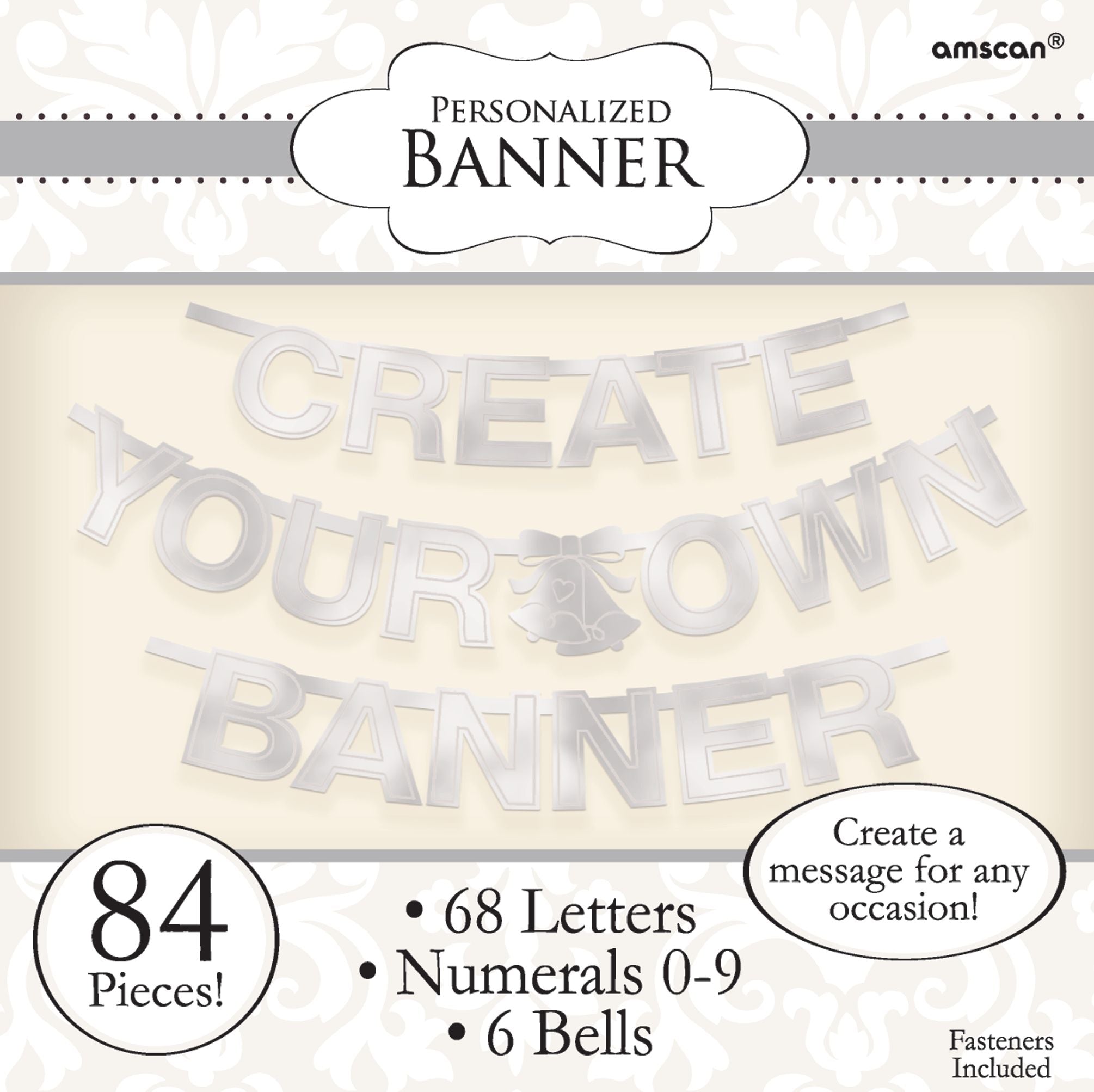 Silver DIY Customizable Garland Banner, 12-foot, Wedding