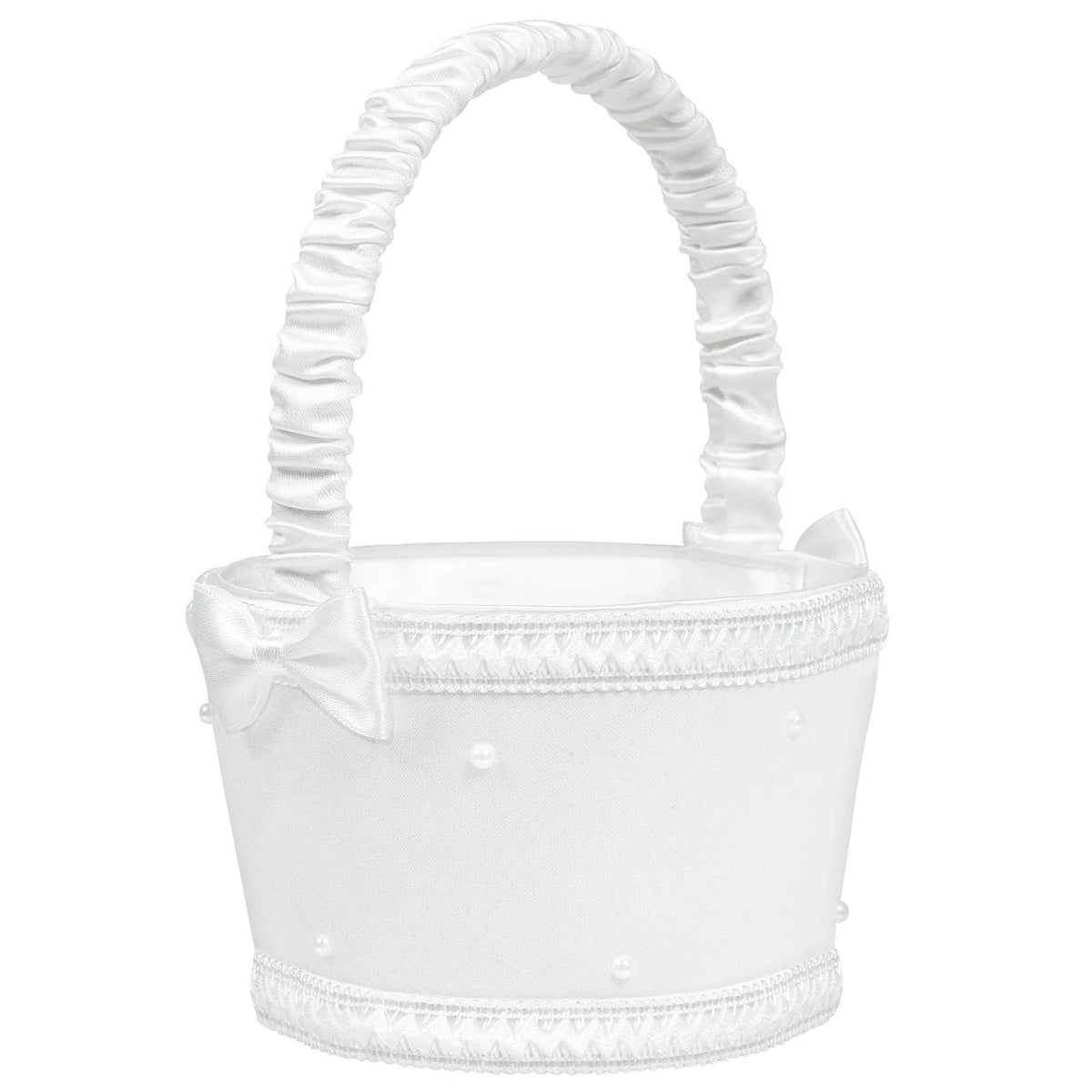 Pearl Flower Girl Basket, White, One Size, for Wedding
