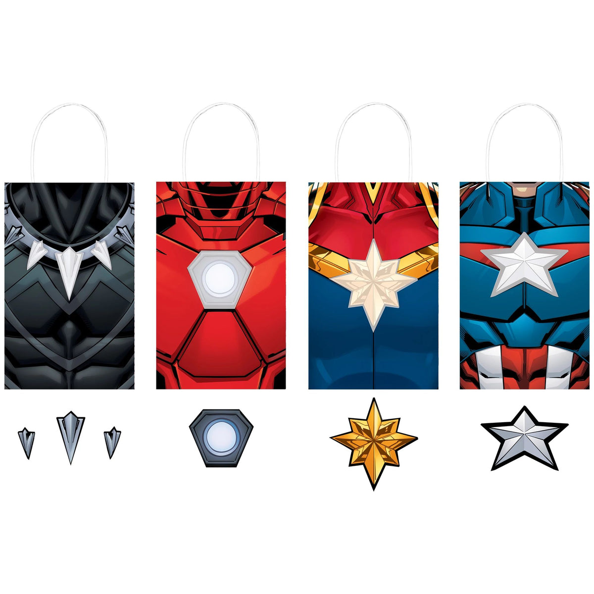 Marvel Avengers Customizable Paper Kraft Gift Bags, Red/Blue, 8.5 inch, 8-pk