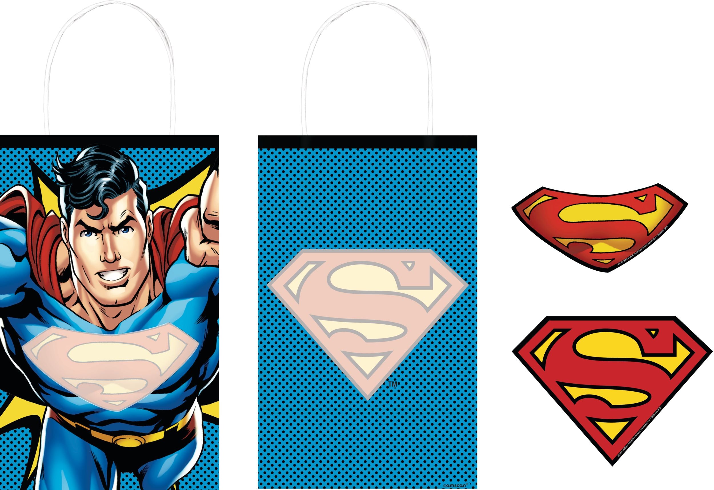 DC Justice League Customizable Kraft Gift Bags, 8.5-inch, 8-pk