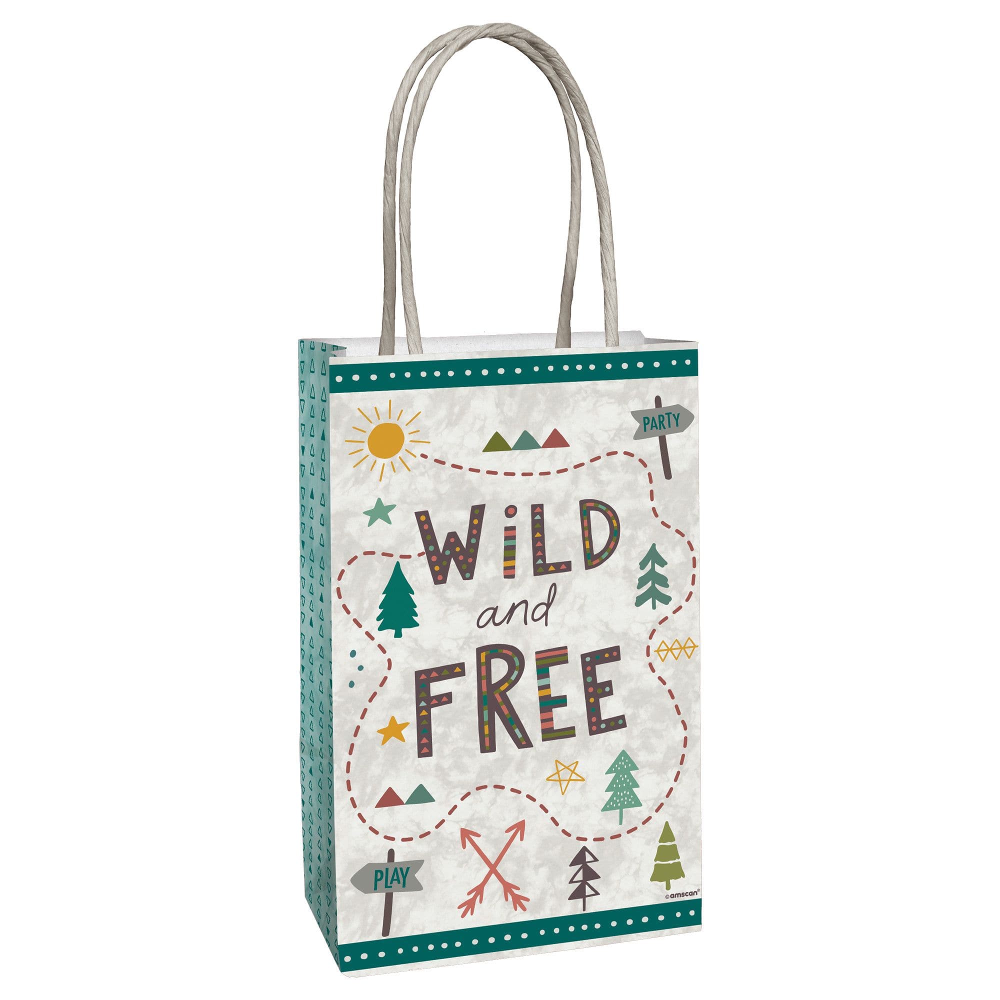 Wilderness Paper Kraft Gift Bags, White/Green, 12-inch, 8-pk