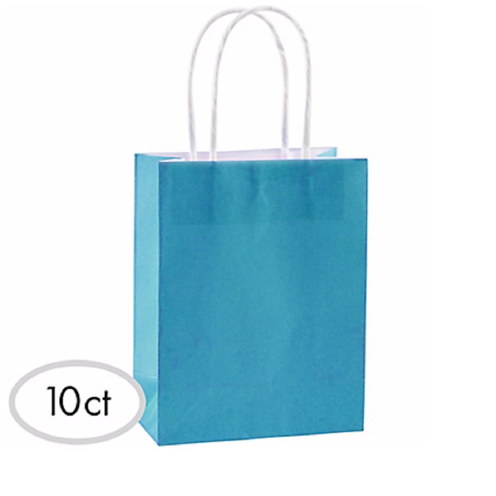 Caribbean Blue Kraft Paper Gift Bags - Value Pack