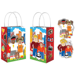 Party Town Create Your Own Kraft Gift Bags, Red/Blue, 12.25-inch, 8-pk