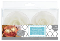 Floating Flower Water-Activated Flameless LED Candles, White, 3-inch, 2-pk