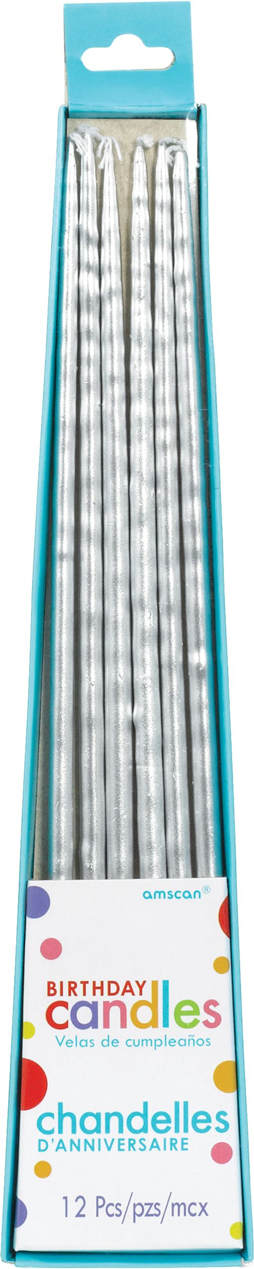 Metallic Silver Wax Stick Candles, 10 inch, 12-Pack