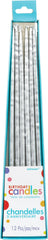 Metallic Silver Wax Stick Candles, 10 inch, 12-Pack