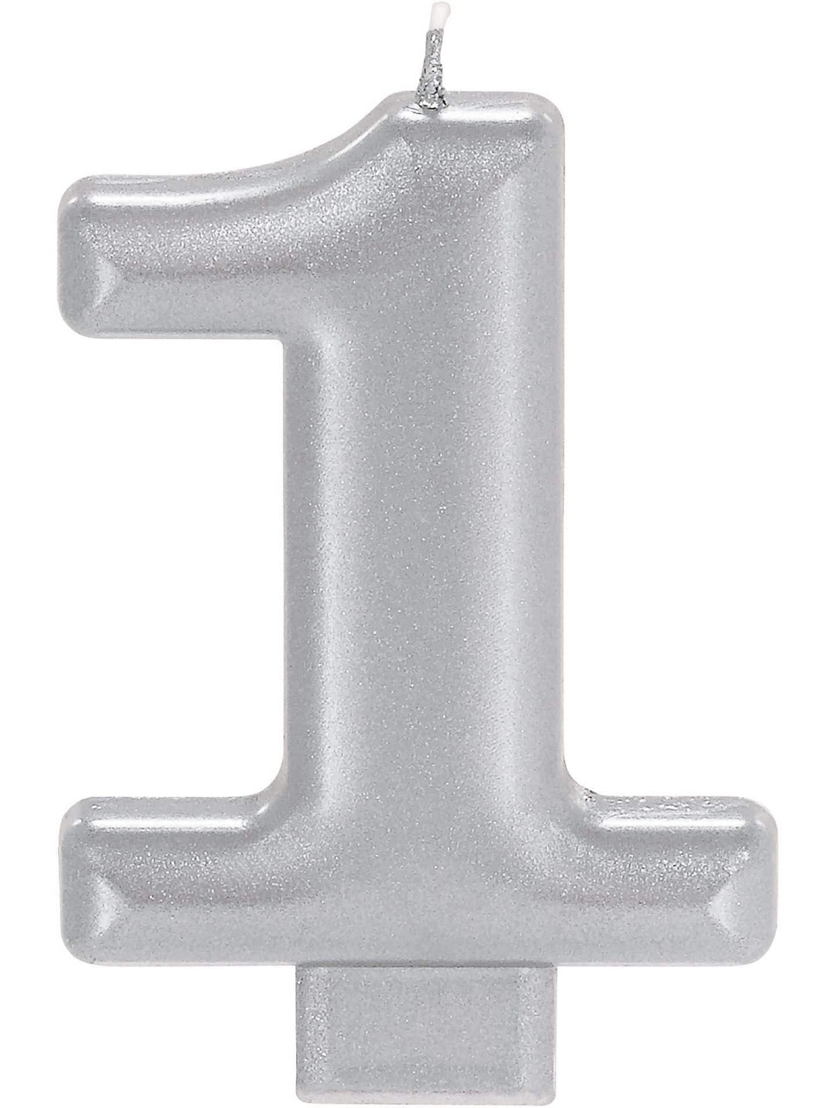 Silver Metallic Number 1 Wax Candle, 3.2-in