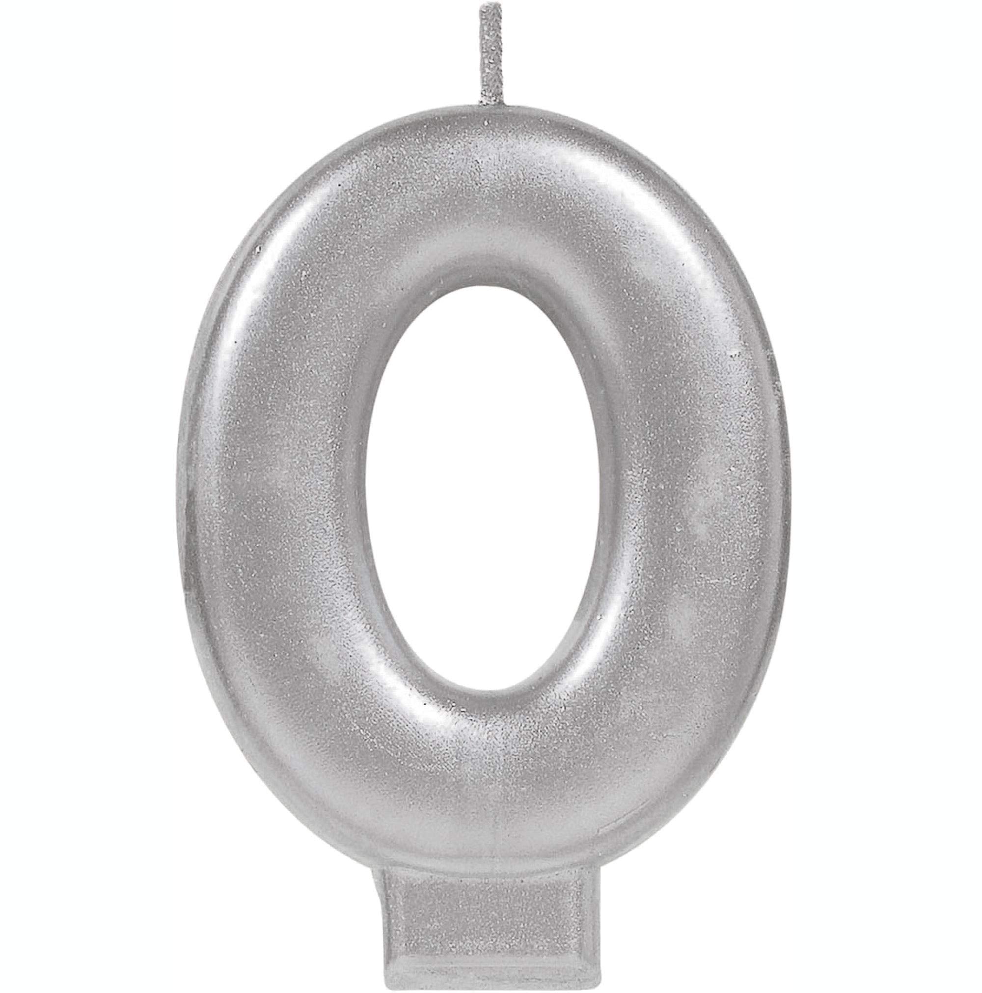Silver Metallic Number 1 Wax Candle, 3.2-in