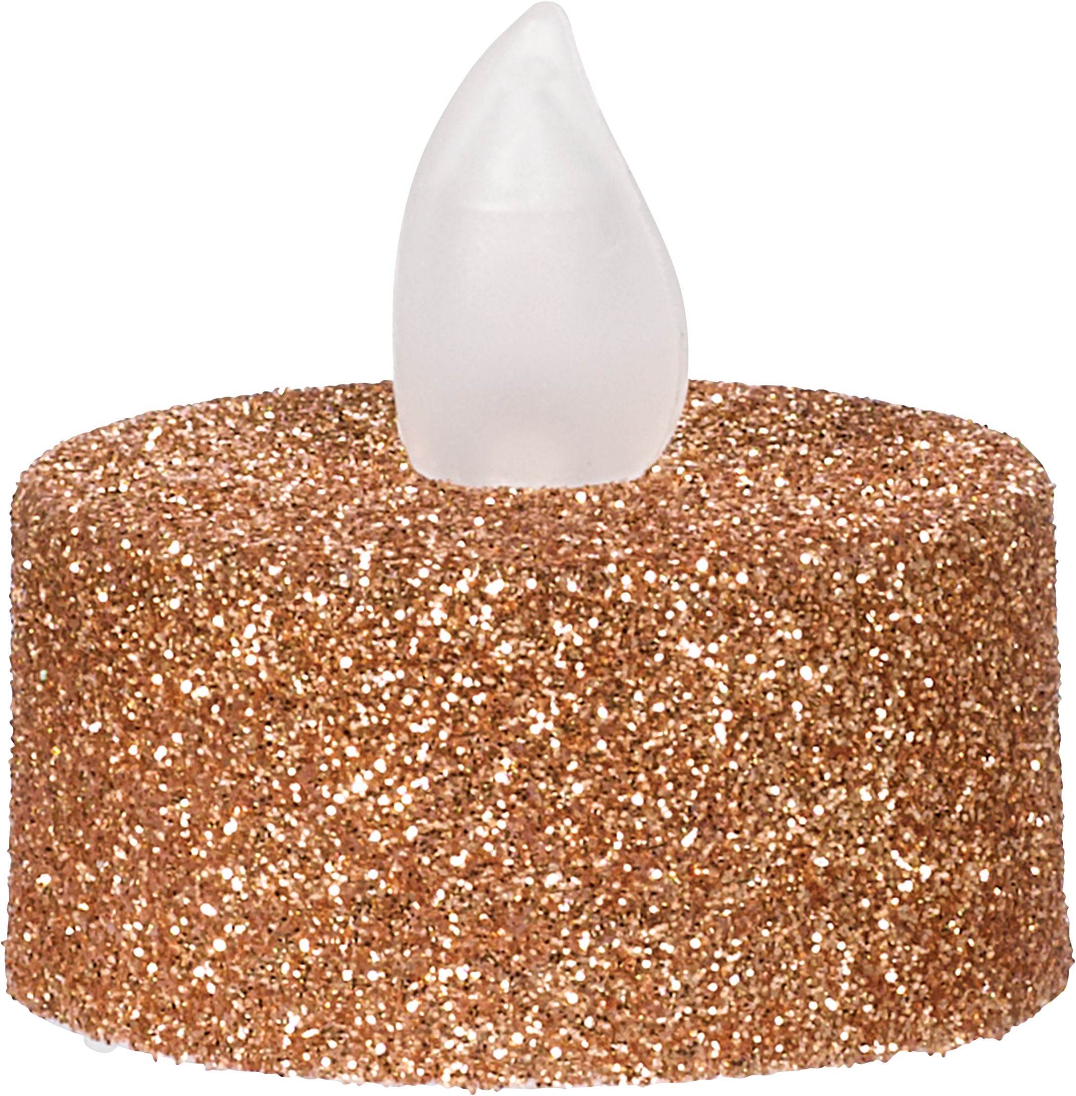 Glitter Tealight Flameless LED Candles, Rose Gold, 1.5-in, 10-pk