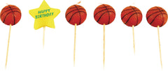 Basketball Happy Birthday Candle Picks, Orange, 3-inch, 6-pk