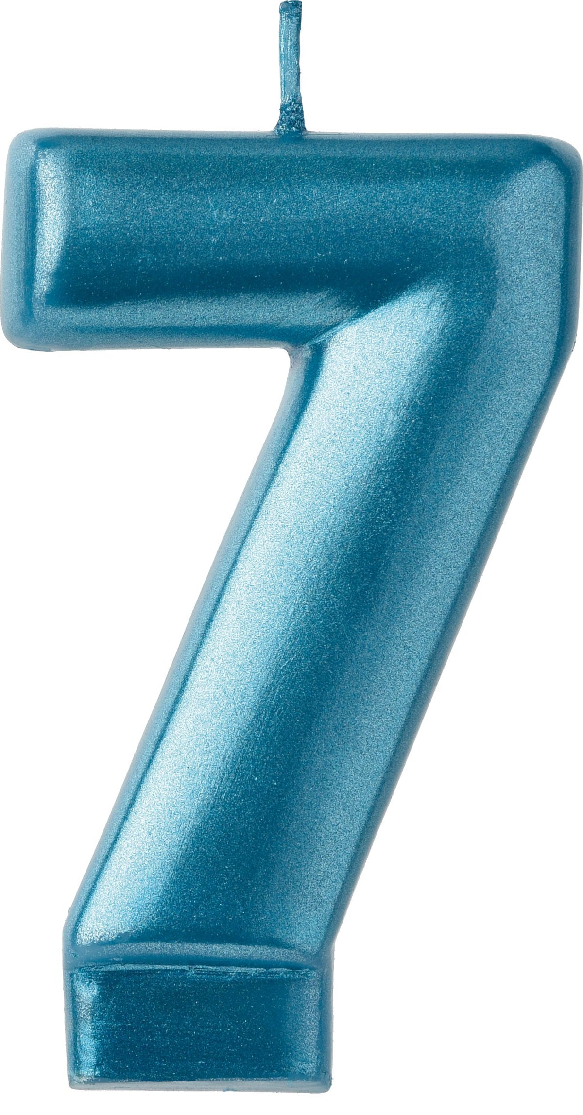 Metallic Blue Number 7 Wax Candle, 3.3-in
