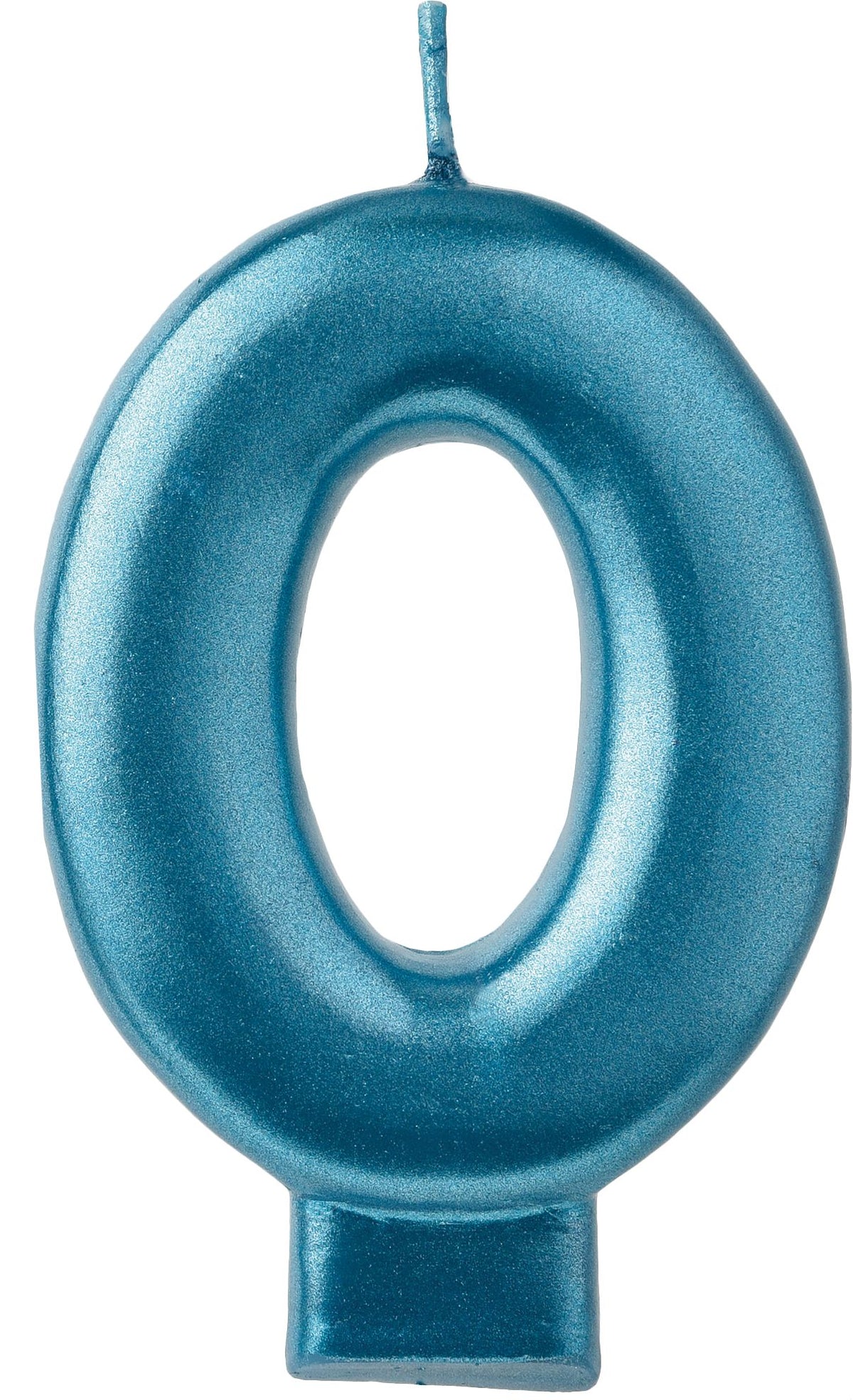 Metallic Blue Number 0 Wax Candle, 3.3-in