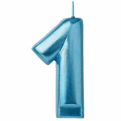 Metallic Blue Number 0 Wax Candle, 3.3-in