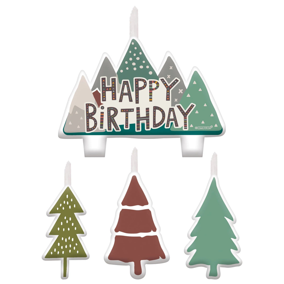 Wilderness Birthday Candle Set, Mountain & Tree, 2.25 inch, 4-pk