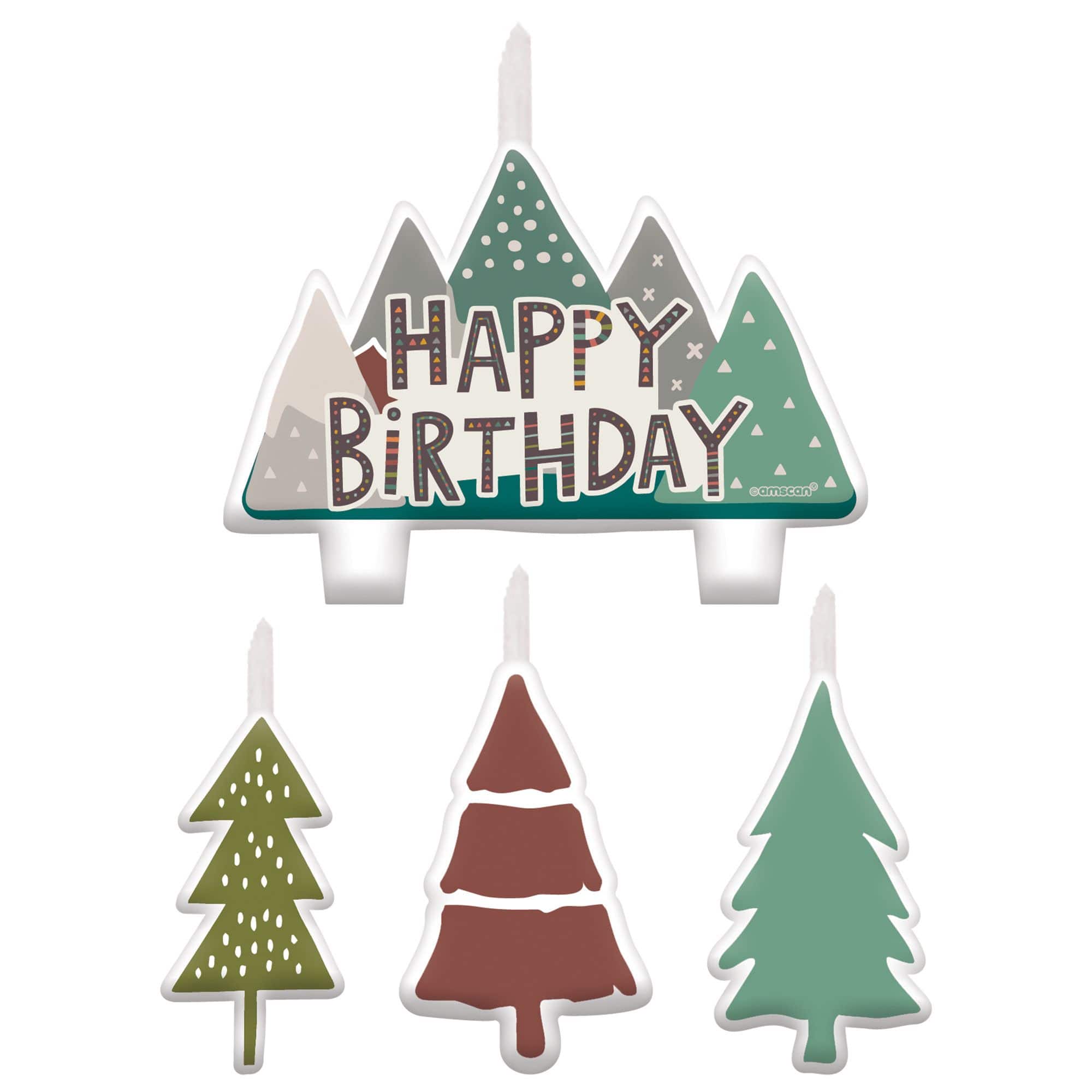 Wilderness Birthday Candle Set, Mountain & Tree, 2.25 inch, 4-pk